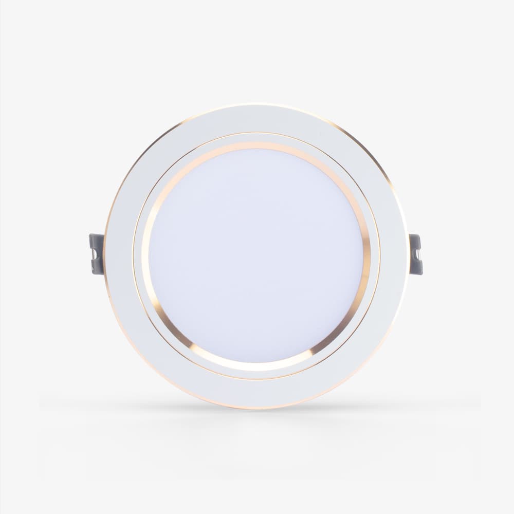 Đèn LED âm trần Downlight đổi màu viền vàng AT10 110/12W