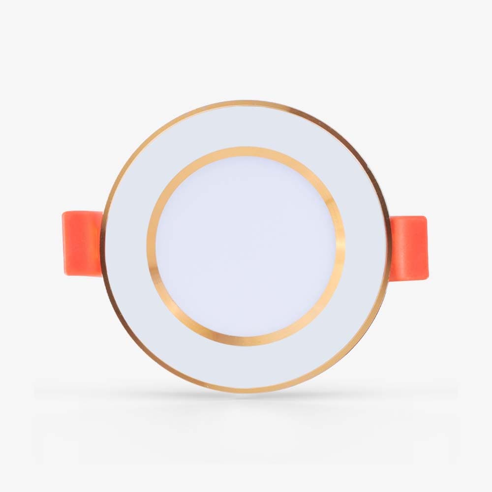 Đèn LED âm trần Downlight đổi màu AT10 viền vàng 60/3W
