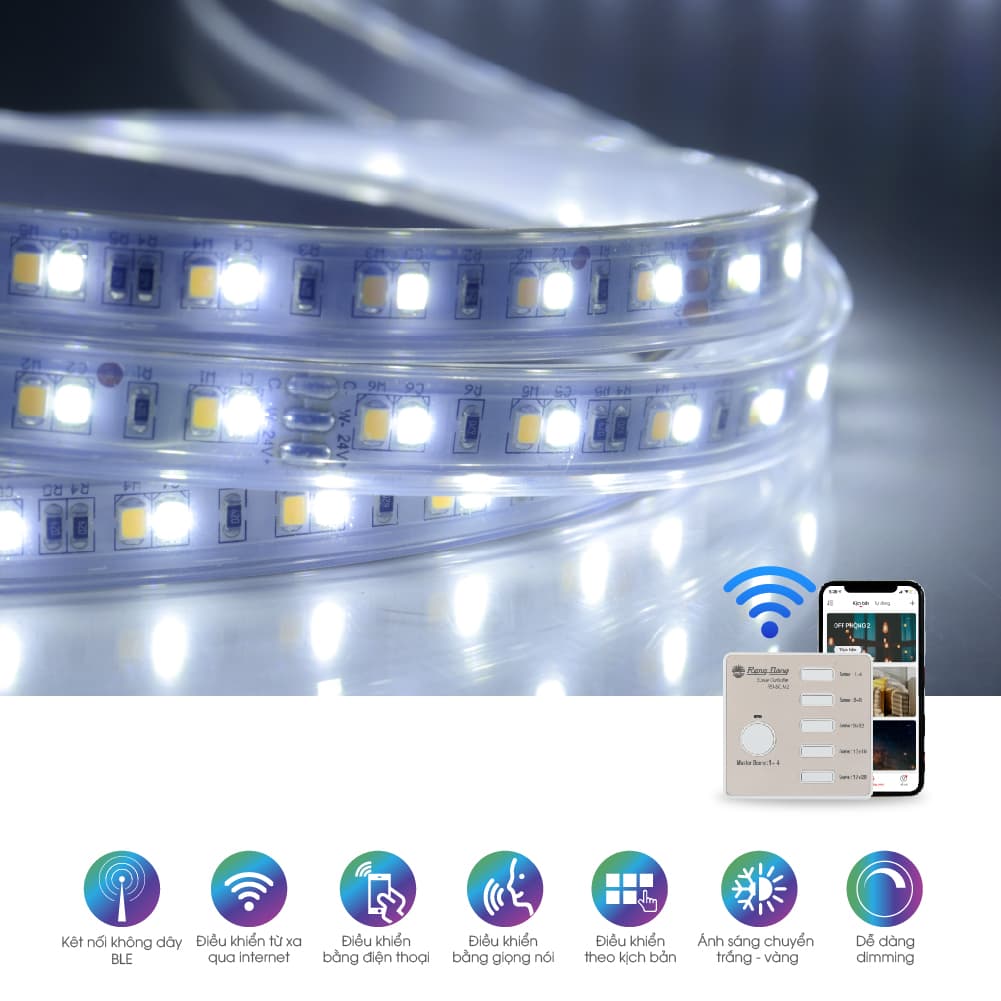 Đèn LED dây thông minh đổi màu CCT LD01 bluetooth 7W