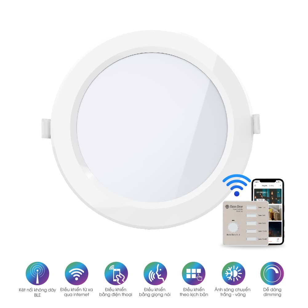 Đèn LED panel tròn thông minh PT04 bluetooth 135/12W